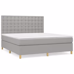 vidaXL Giroletto a Molle con Materasso Grigio Chiaro160x200 cm Tessuto - Vista aggiuntiva 2