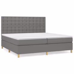 vidaXL Giroletto a Molle con Materasso Grigio Scuro 200x200 cm Tessuto - Vista aggiuntiva 2