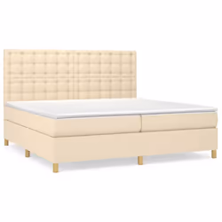 vidaXL Giroletto a Molle con Materasso Crema 200x200 cm in Tessuto - Vista aggiuntiva 2