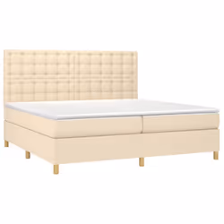 vidaXL Giroletto a Molle con Materasso Crema 200x200 cm in Tessuto - Vista aggiuntiva 3
