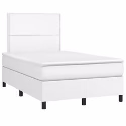 vidaXL Giroletto a Molle con Materasso Bianco 120x200 cm in Similpelle - Vista aggiuntiva 3