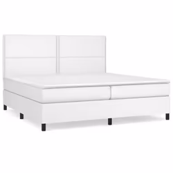 vidaXL Giroletto a Molle con Materasso Bianco 200x200cm in Similpelle - Vista aggiuntiva 2