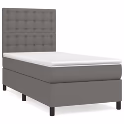 vidaXL Giroletto a Molle con Materasso Grgio 90x200 cm in Similpelle - Vista aggiuntiva 2