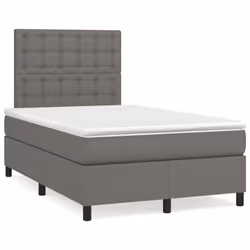 vidaXL Giroletto a Molle con Materasso Grigio 120x200 cm in Similpelle - Vista aggiuntiva 2