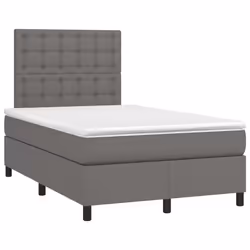 vidaXL Giroletto a Molle con Materasso Grigio 120x200 cm in Similpelle - Vista aggiuntiva 3