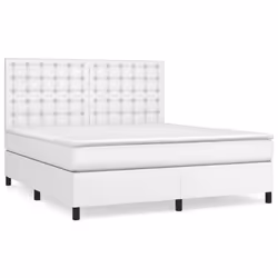 vidaXL Giroletto a Molle con Materasso Bianco 180x200 cm in Similpelle - Vista aggiuntiva 2