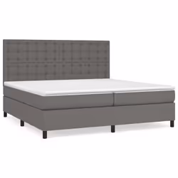 vidaXL Giroletto a Molle con Materasso Grgio 200x200 cm in Similpelle - Vista aggiuntiva 2