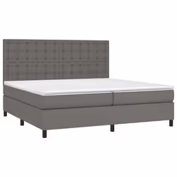 vidaXL Giroletto a Molle con Materasso Grgio 200x200 cm in Similpelle - Vista aggiuntiva 3