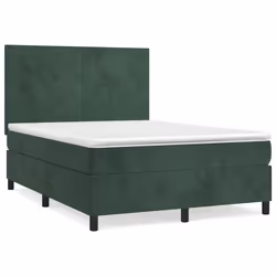 vidaXL Giroletto a Molle con Materasso Verde Scuro 140x200 cm Velluto - Vista aggiuntiva 2
