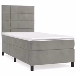 Giroletto a Molle con Materasso Grigio Chiaro 90x200 cm Vellutocod mxl 123754 - Vista aggiuntiva 2