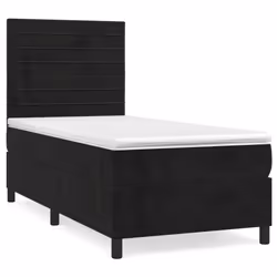 vidaXL Giroletto a Molle con Materasso Nero 80x200 cm in Velluto - Vista aggiuntiva 2