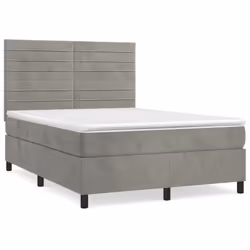 Giroletto a Molle con Materasso Grigio Chiaro 140x190cm Vellutocod mxl 75830 - Vista aggiuntiva 2