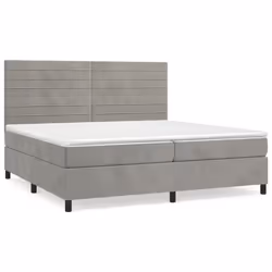 vidaXL Giroletto a Molle con Materasso Grigio Chiaro 200x200cm Velluto - Vista aggiuntiva 2