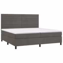 vidaXL Giroletto a Molle con Materasso Grigio Scuro 200x200 cm Velluto - Vista aggiuntiva 3