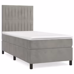 Giroletto a Molle con Materasso Grigio Chiaro 90x190 cm Vellutocod mxl 99812 - Vista aggiuntiva 2