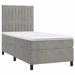 Giroletto a Molle con Materasso Grigio Chiaro 90x190 cm Vellutocod mxl 99812 - Vista aggiuntiva 3