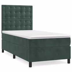 Giroletto a Molle con Materasso Verde Scuro 90x190 cm Vellutocod mxl 75846 - Vista aggiuntiva 2