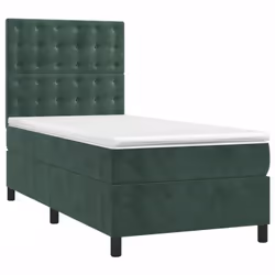 Giroletto a Molle con Materasso Verde Scuro 90x190 cm Vellutocod mxl 75846 - Vista aggiuntiva 3