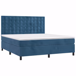 Giroletto a Molle con Materasso Blu Scuro 160x200 cm in Vellutocod mxl 123782 - Vista aggiuntiva 3