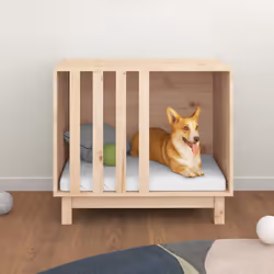 vidaXL Casetta per Cani 70x50x62 cm in Legno Massello di Pino - Vista aggiuntiva 3