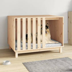 Casetta per Cani 100x70x72 cm in Legno Massello di Pino vari colori colore: Naturale