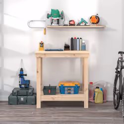vidaXL Banco da Lavoro 80x50x80 cm in Legno Massello di Pino - Vista aggiuntiva 3