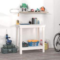 Banco da Lavoro Bianco 80x50x80 cm in Legno Massello di Pino Vidaxl 1477