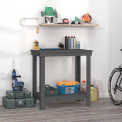 Banco da Lavoro Grigio 80x50x80 cm in Legno Massello di Pino Vidaxl 9266