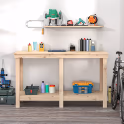 vidaXL Banco da Lavoro 140x50x80 cm in Legno Massello di Pino - Vista aggiuntiva 3