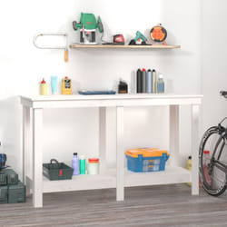Banco da Lavoro Bianco 140x50x80 cm in Legno Massello di Pino Vidaxl 6909