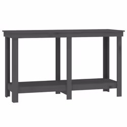 vidaXL Banco da Lavoro Grigio 140x50x80 cm in Legno Massello di Pino - Vista aggiuntiva 2