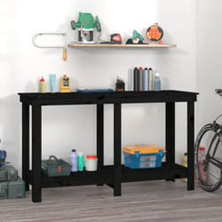 Banco da Lavoro Nero 140x50x80 cm in Legno Massello di Pino Vidaxl 9859