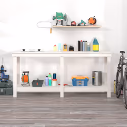 vidaXL Banco da Lavoro Bianco 180x50x80 cm in Legno Massello di Pino - Vista aggiuntiva 3