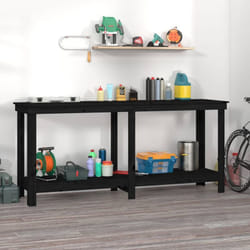 Banco da Lavoro Nero 180x50x80 cm in Legno Massello di Pino Vidaxl 1084