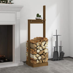 Portalegna Marrone Ambra 33,5x30x110 cm Legno Massello di Pino Vidaxl