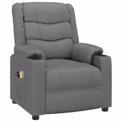 vidaXL Poltrona Massaggiante Elettrica Grigio Similpelle - Vista aggiuntiva 3