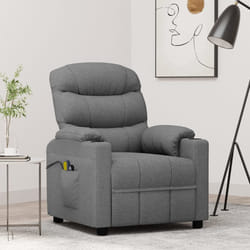 vidaXL Poltrona Massaggiante Elettrica Grigio Chiaro in Tessuto
