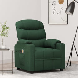 vidaXL Poltrona Massaggiante Elettrica Verde Scuro in Tessuto