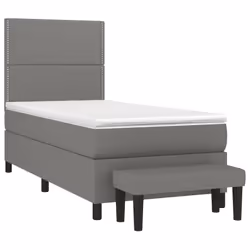 vidaXL Giroletto a Molle con Materasso Grigio Scuro 90x200 cm Tessuto - Vista aggiuntiva 3