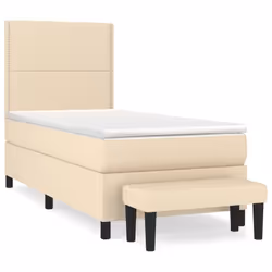 vidaXL Giroletto a Molle con Materasso Crema 90x200 cm inTessuto - Vista aggiuntiva 2