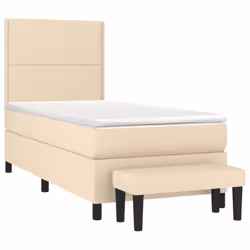 vidaXL Giroletto a Molle con Materasso Crema 90x200 cm inTessuto - Vista aggiuntiva 3