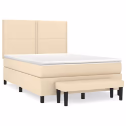 vidaXL Giroletto a Molle con Materasso Crema 140x200 cm in Tessuto - Vista aggiuntiva 2