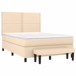 vidaXL Giroletto a Molle con Materasso Crema 140x200 cm in Tessuto - Vista aggiuntiva 3