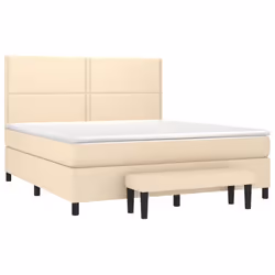 vidaXL Giroletto a Molle con Materasso Crema 180x200 cm in Tessuto - Vista aggiuntiva 3