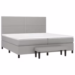 vidaXL Giroletto a Molle con Materasso Grigio Chiaro 200x200cm Tessuto - Vista aggiuntiva 3