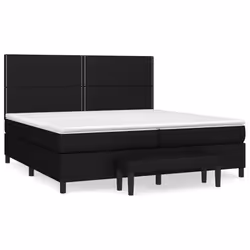 vidaXL Giroletto a Molle con Materasso Nero 200x200 cm in Tessuto - Vista aggiuntiva 2