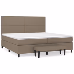 vidaXL Giroletto a Molle con Materasso Tortora 200x200 cm in Tessuto - Vista aggiuntiva 2