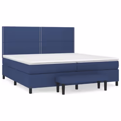 vidaXL Giroletto a Molle con Materasso Blu 200x200 cm in Tessuto - Vista aggiuntiva 2