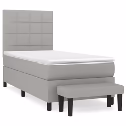 vidaXL Giroletto a Molle con Materasso Grigio Chiaro 80x200 cm Tessuto - Vista aggiuntiva 2