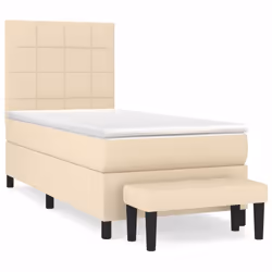 vidaXL Giroletto a Molle con Materasso Crema 90x200 cm inTessuto - Vista aggiuntiva 2